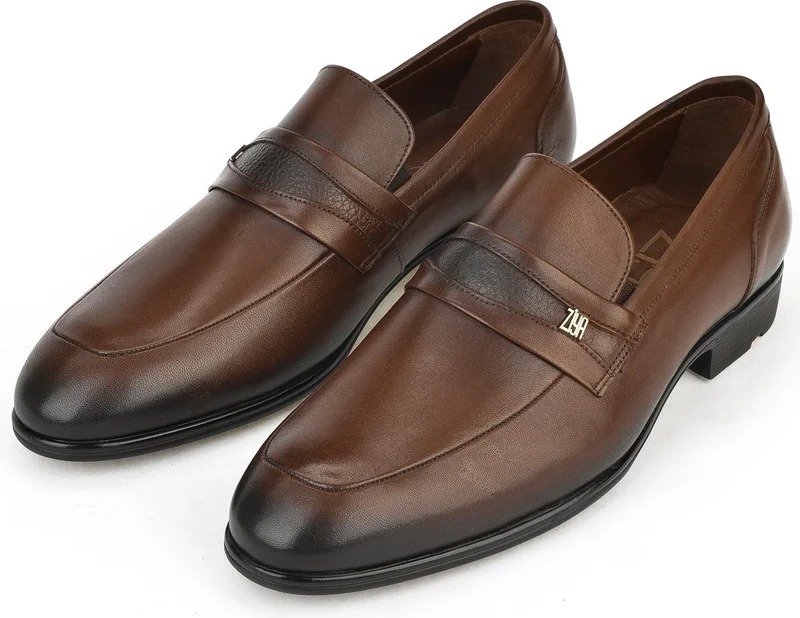 زيا , Men's Genuine Leather Small Size Shoes 141745Z41269 Brown