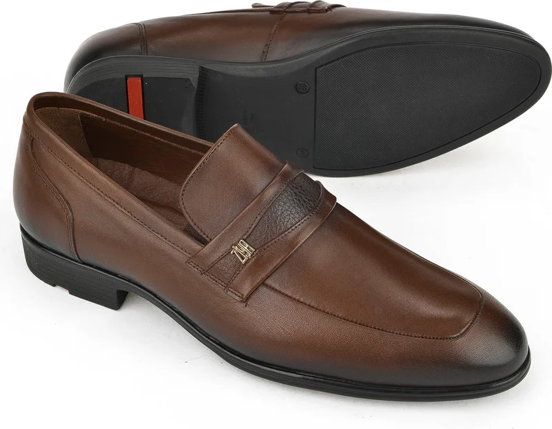 زيا , Men's Genuine Leather Small Size Shoes 141745Z41269 Brown
