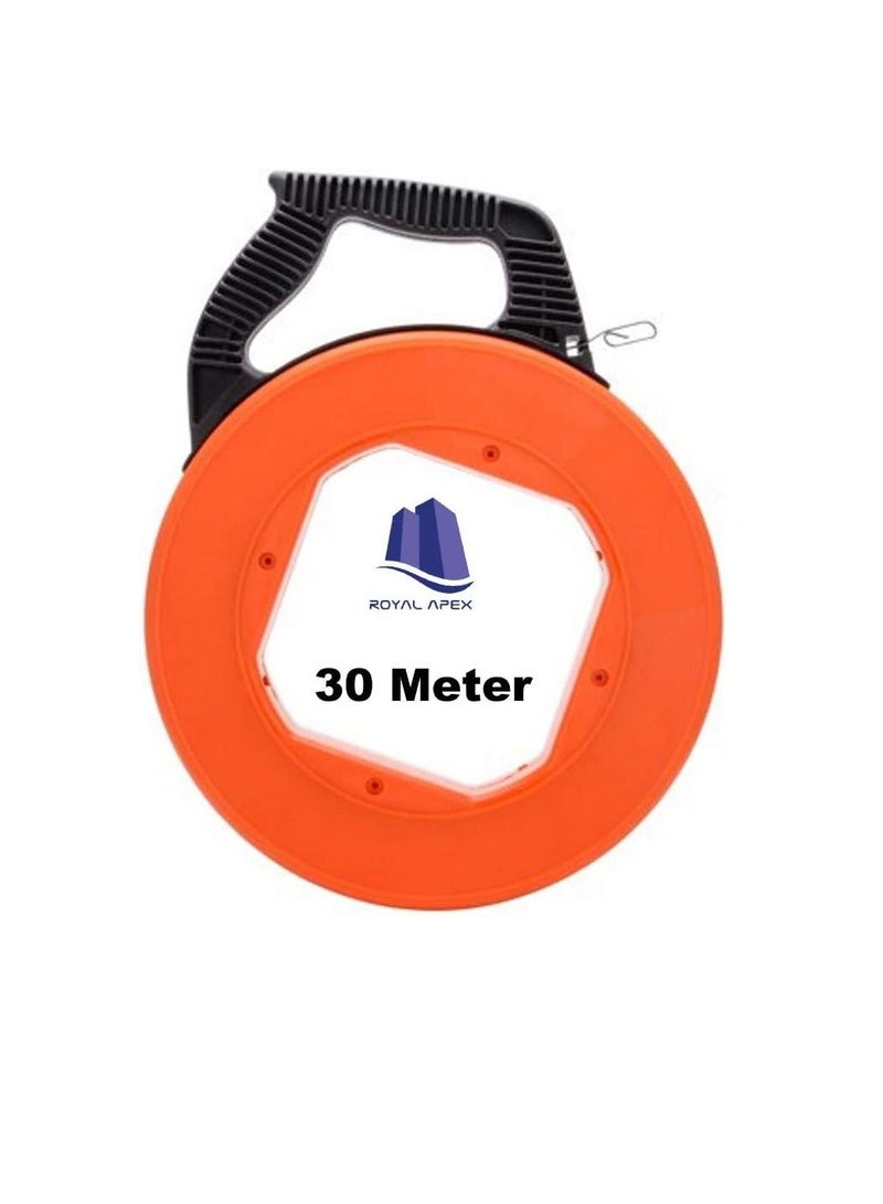 Fish Tape Reel Puller Conductive Electrical Cable Puller with Impact Case Electric or Communication Wire Puller Use for Drywall Ceiling under Rug Conduit or Pipe (30Meter)  - Image 1