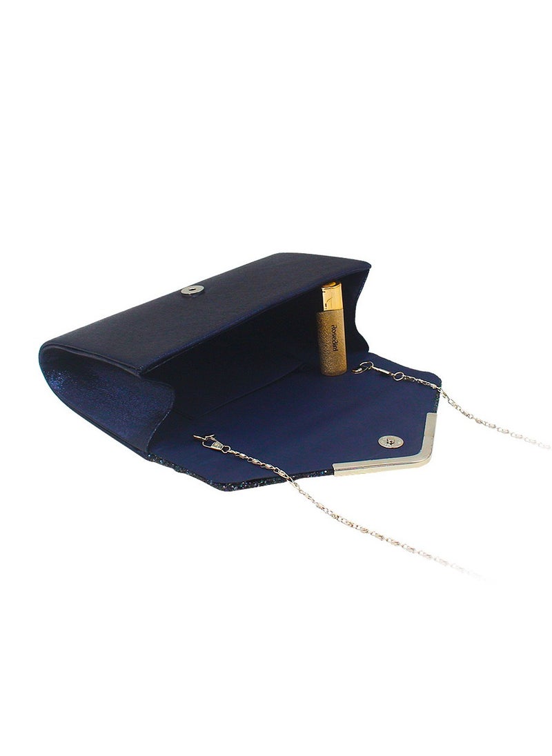 Generic Dark blue detachable chain sparkling evening clutch luxury envelope clutch with wedding formal cocktail party  - Image 2