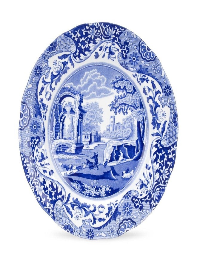 Spode Blue Italian 9-Inch Luncheon Plate - Porcelain Serving Plate for Lunch or Dessert - Eastern Inspired Pattern - Microwave & Dishwasher Safe - Giftable Piece for Hostesses