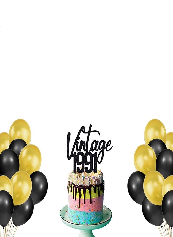 Festiko®Vintage 1991 Theme Decoration for 40th Men and Women Birthday Party Funny 40 and Fabulous Decoration Combo(Cake Topper,Balloons)- 51 Pcs - Image 1