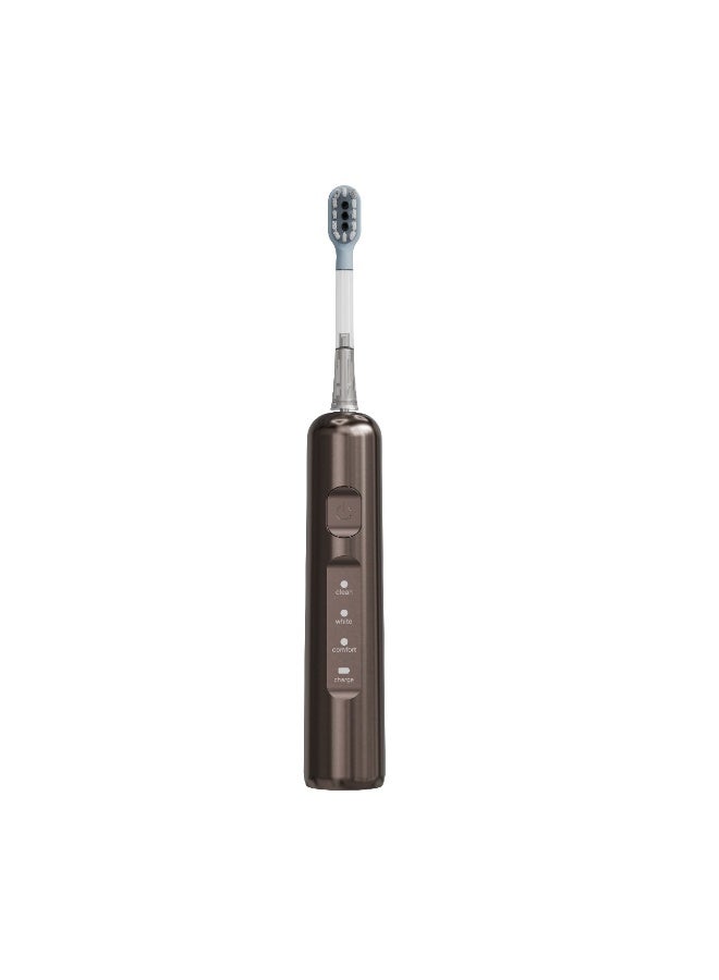 Sonic Pro Rechargeable Toothbrush with 120 Days Working Time & 3 Pcs Head Brush / IPX7 Waterproof / Wave Magnetic Brush / Nylon Bristle Material - Brown