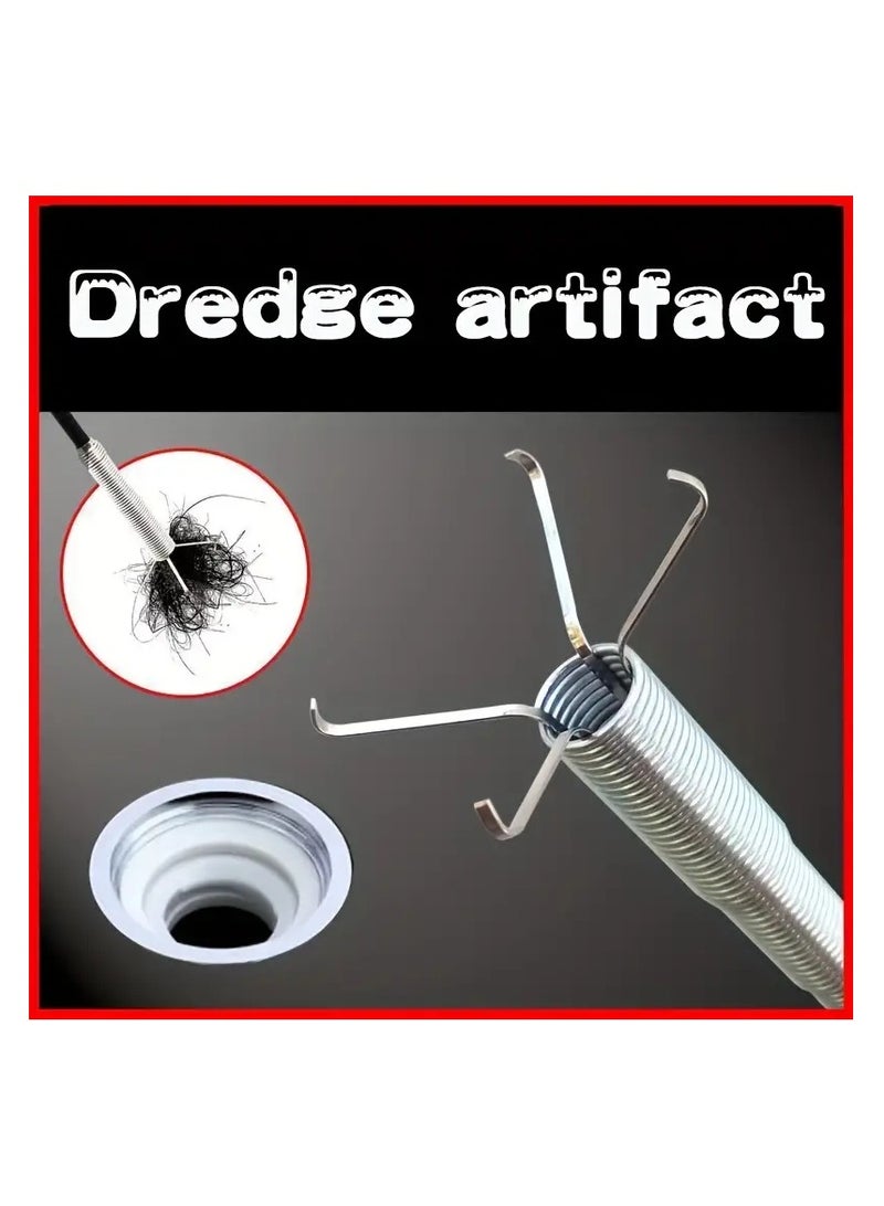 1pc 60cm Hair Drain Clog Remover Tool Stainless Steel Claw Drain Cleaner Sticks For Hair Clog Removal - Drain Hair Remover Tool For Sewer, Toilet, Kitchen Sink, Bathroom Tub Sink Bathroom  - Image 3