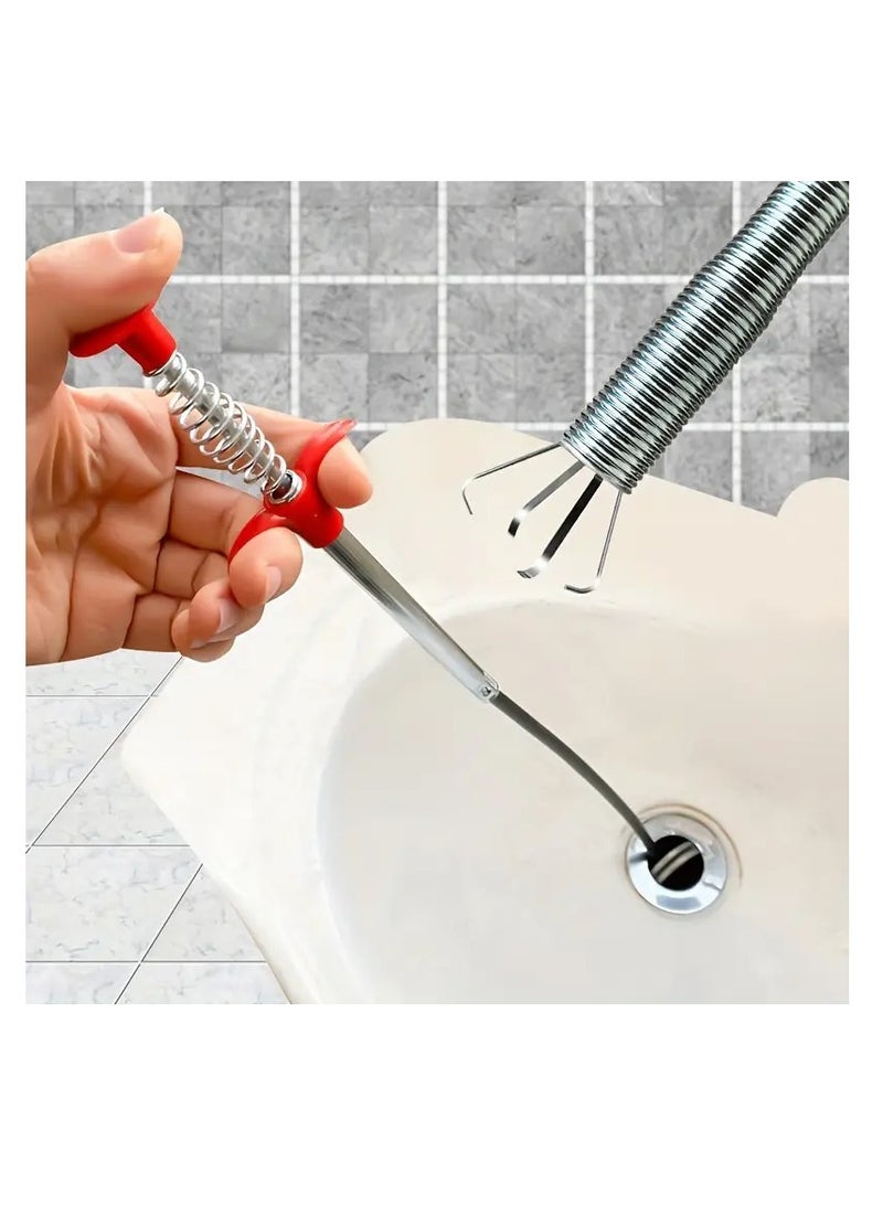 1pc 60cm Hair Drain Clog Remover Tool Stainless Steel Claw Drain Cleaner Sticks For Hair Clog Removal - Drain Hair Remover Tool For Sewer, Toilet, Kitchen Sink, Bathroom Tub Sink Bathroom  - Image 2