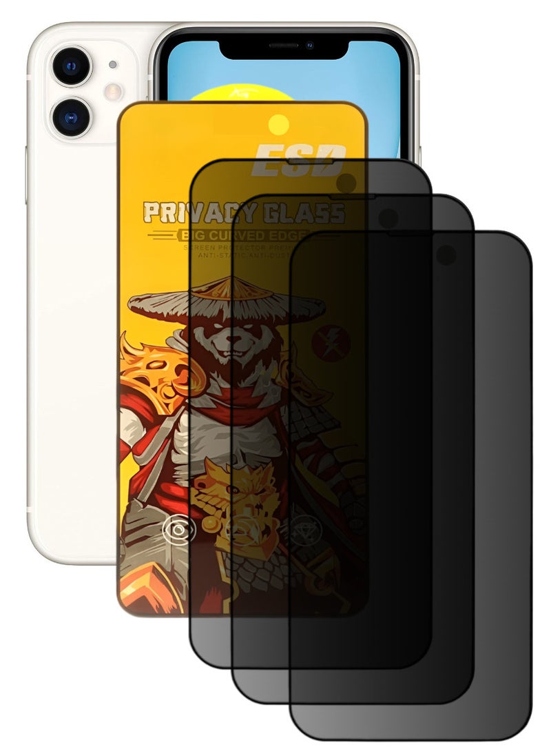ESD 3 Pieces Tempered Dustproof Privacy Glass Screen Protector Compatible For iPhone 11 - Image 1
