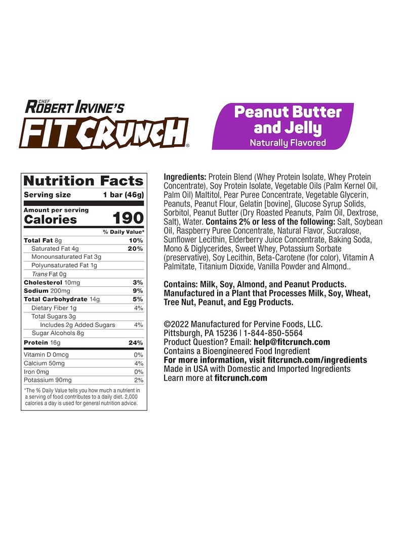Fit Crunch Protein Bar 46gm Peanut Butter & Jelly 1x9 - Image 2