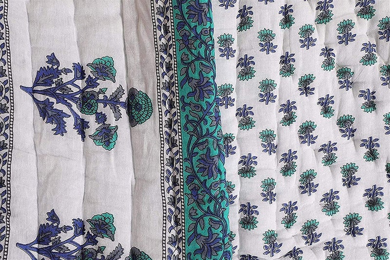SVT SVT Traditional Famous Jaipuri Beautiful Floral Print in Multi Blue mughal Print Jaipuri RajaiRazaiQuilt DoubleDouble Bed QuiltComforterAC QuiltAC Comforter  - Image 3