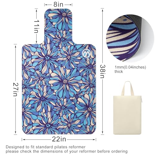 MicaYoung Pilates Reformer Mat Cover Non-slip for Pilates Reformer Workout 1mm/0.04" Thick with Carry Pouch, Blue - Image 2