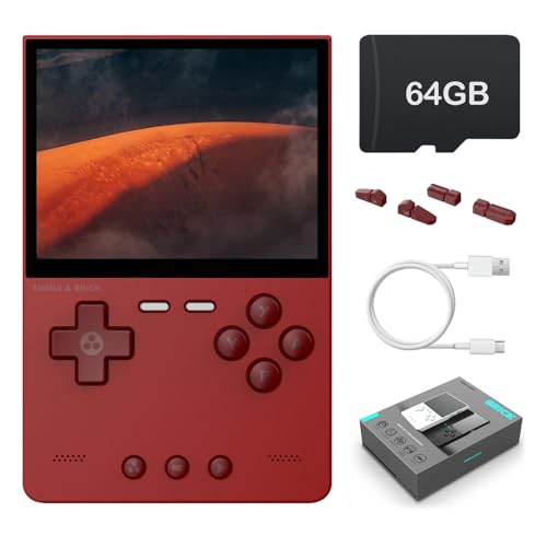 HANHIBR Trimui Brick Handheld Game Console 3.2-Inches Display Game Console,1024x768 IPS Screen Supports Multiple Simulators,Linux System Built-in 64G TF Card Red - Image 1