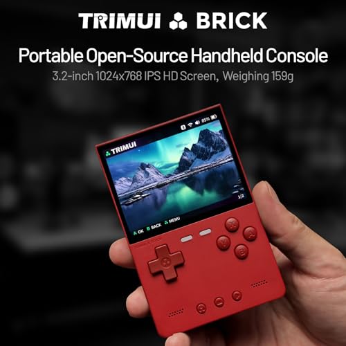 HANHIBR Trimui Brick Handheld Game Console 3.2-Inches Display Game Console,1024x768 IPS Screen Supports Multiple Simulators,Linux System Built-in 64G TF Card Red - Image 3