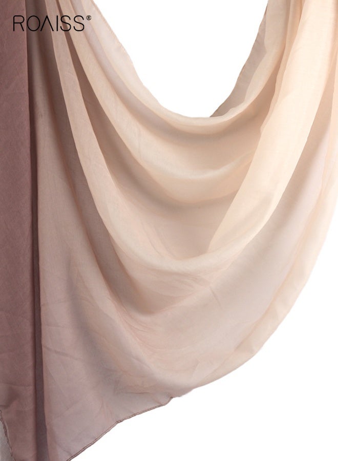 رويس وشاح نسائي طويل عالي الجودة متدرج الألوان مصنوع من القطن خفيف الوزن قابل للتنفس، شال ملفوف عمامة من أجل تصفيف أنيق وراحة يومية - Image 2