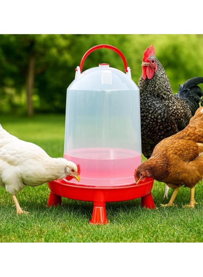 ماستر جولد سقاية طيور بلاستيكية 14 لتر بقاعدة مرتفعة وحامل متين | مناسبة للدجاج، البط، الحمام والطيور المنزلية | وعاء تغذية مع خزان ماء شفاف سهل التعبئة والتنظيف (أحمر, 14 لتر) - Image 2