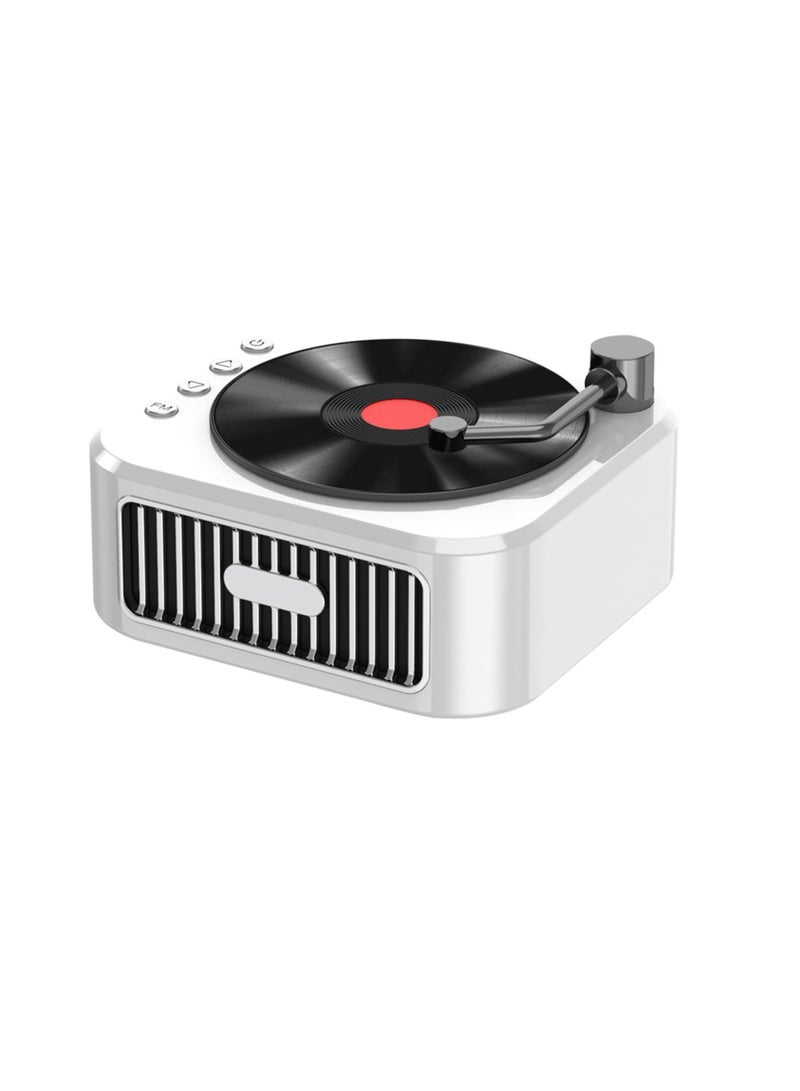 SYOSI Imitated Vinyl Record Player Bluetooth, Bluetooth Speaker, Portable Mini Music Player, Vintage Rotatable Disk Speaker, for Room Decor, Bedroom Birthday Vintage Gifts (White) - Image 1