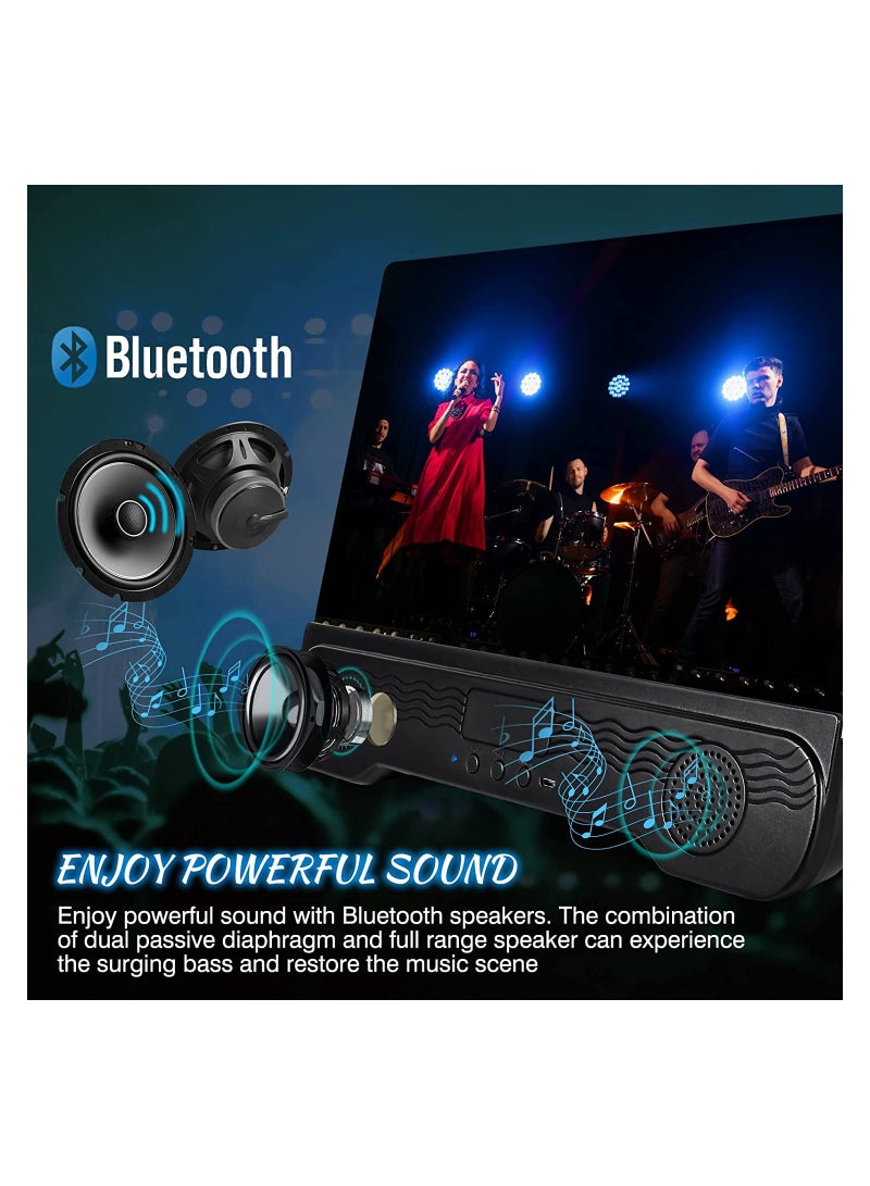 SYOSI Mobile Phone Screen Amplifier, with 2-in-1 Foldable Stretch Stand Holder, 14 inch Phone Screen Magnifier with Bluetooth Speaker, Portable 3D Screen Magnifying Glass for All Smartphones (Black) - Image 3