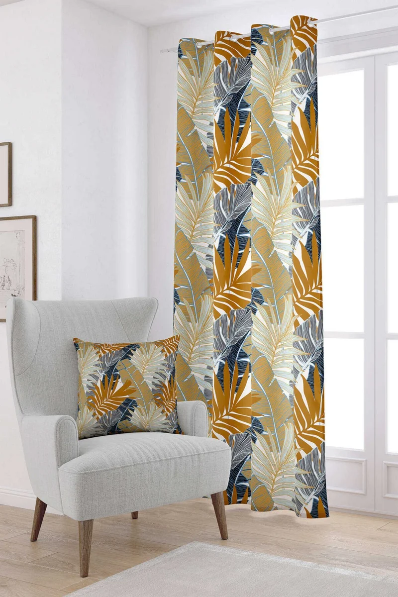 كانغو هوم Brown Decorative Digital Printed Curtain OTYK972-PR