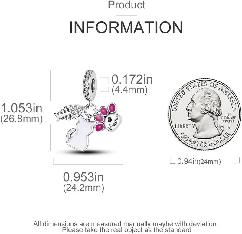 MULA 925 Sterling Silver Charms for Bracelets and Necklaces Handbag Dangle Pendants Beads Cute Cat Turtle Charms Jewelry for Women - Image 4