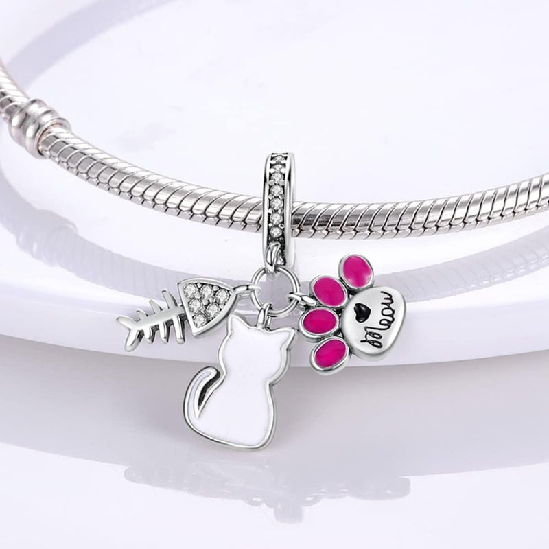 MULA 925 Sterling Silver Charms for Bracelets and Necklaces Handbag Dangle Pendants Beads Cute Cat Turtle Charms Jewelry for Women - Image 3