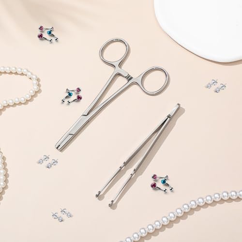 Mysora 2 Pcs Piercing Ball Grabber Tool 3mm Piercing Barbell Clamps Tool for Changing Jewelry Stainless Steel Forceps Locking Tweezers Clamps Kit for Nose Ear Lip Tongue Ball Screw Removal (Common) - Image 5