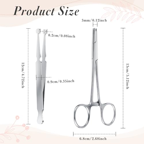 Mysora 2 Pcs Piercing Ball Grabber Tool 3mm Piercing Barbell Clamps Tool for Changing Jewelry Stainless Steel Forceps Locking Tweezers Clamps Kit for Nose Ear Lip Tongue Ball Screw Removal (Common) - Image 3
