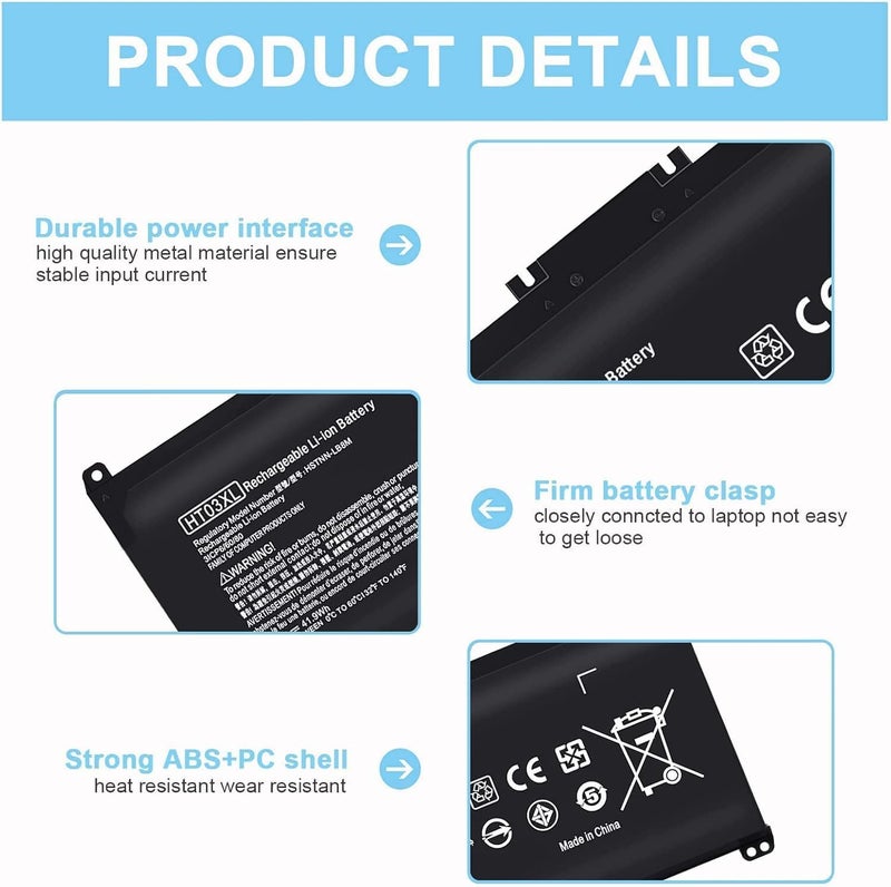 Wistar HT03XL Battery for HP L11119-855 HW03XL 7265NGW Pavilion 15-DB Series14M-DH0003DX 14M-DH1003DX 15T-CS200 15-DY0013DX 15-DY1023DX 15-DY1751MS 15-CS3073CL - Image 2