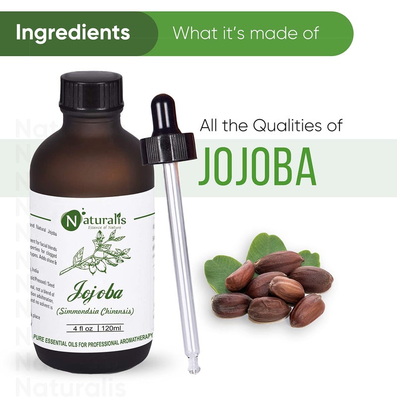 Naturalis Essence of Nature Extra Virgin  Unrefined Cold Pressed Golden Jojoba Carrier Oil for face and Hair  120ml - Image 2
