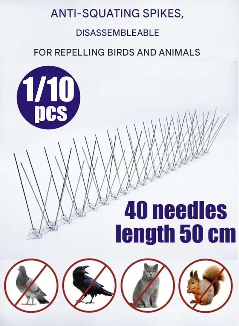 1/10pcs Bird Spikes,Pigeon Repellent Spikes, Stainless Steel Bird Repellent, Bird Repellent Deterrent Spikes,Anti Bird Nail,Anti Crow,Pigeon,Squirrel,Raccoon Thorn,Bird Deterrent and Bird Protection for Balconies for Outdoor Bird Proof Roofs and Railings - Image 1