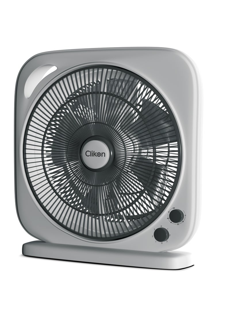 Clikon 10-inch Box Fan CK2044, 3 Speed Control, 60 minutes timer, Personal Desk Box Fan With Powerful Motor With Powerful Airflow, Table Fan for Office, Home (3 Speed) Fan Guard CK2044 White - Image 1