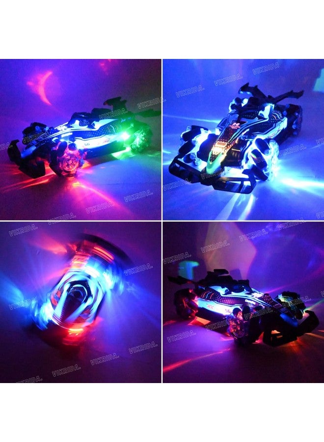 VikriDA 1:14 Stunt RC Double Smoke With LED Lights | 2.4Ghz 360° Rotation Fast Stunt Toy Car For Kids, Blue - Image 2