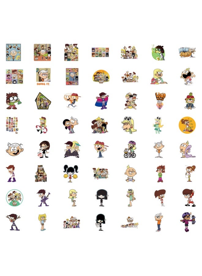 NIBEMINENT 55 Pcs Cartoon The loud house Deco Kit Waterproof Stickers, High Definition Printing Bright Colors, Suitable for Laptop Skateboard Luggage Water Bottle Guitar DIY - Image 3
