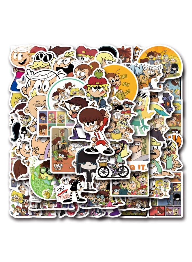 NIBEMINENT 55 Pcs Cartoon The loud house Deco Kit Waterproof Stickers, High Definition Printing Bright Colors, Suitable for Laptop Skateboard Luggage Water Bottle Guitar DIY - Image 2