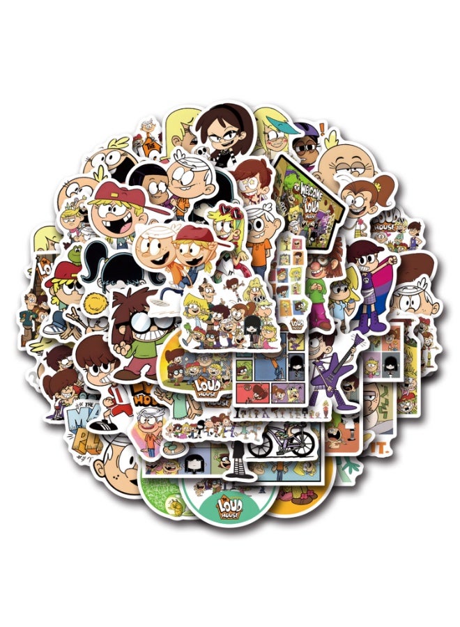 NIBEMINENT 55 Pcs Cartoon The loud house Deco Kit Waterproof Stickers, High Definition Printing Bright Colors, Suitable for Laptop Skateboard Luggage Water Bottle Guitar DIY - Image 1