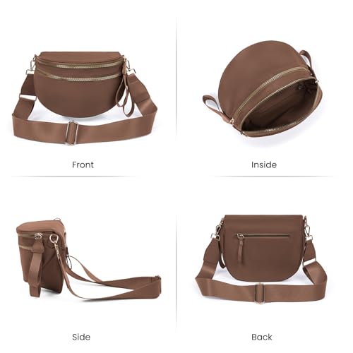 kuifang Nylon Crossbody Bags Bum Bag for Women Large Sling Bag Purse with Adjustable Strap（Caramel） - Image 4