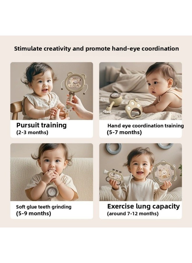 Generic Newborn Hand Rattle Baby Toys 0-1 Year Old Baby 3 To 6 Months Can Chew Early Education Sand Hammer Rattle Small Age-Color:[great Value Combination] Cute Rabbit Rattle 6-piece Set + Tumbling Monkey  - Image 3