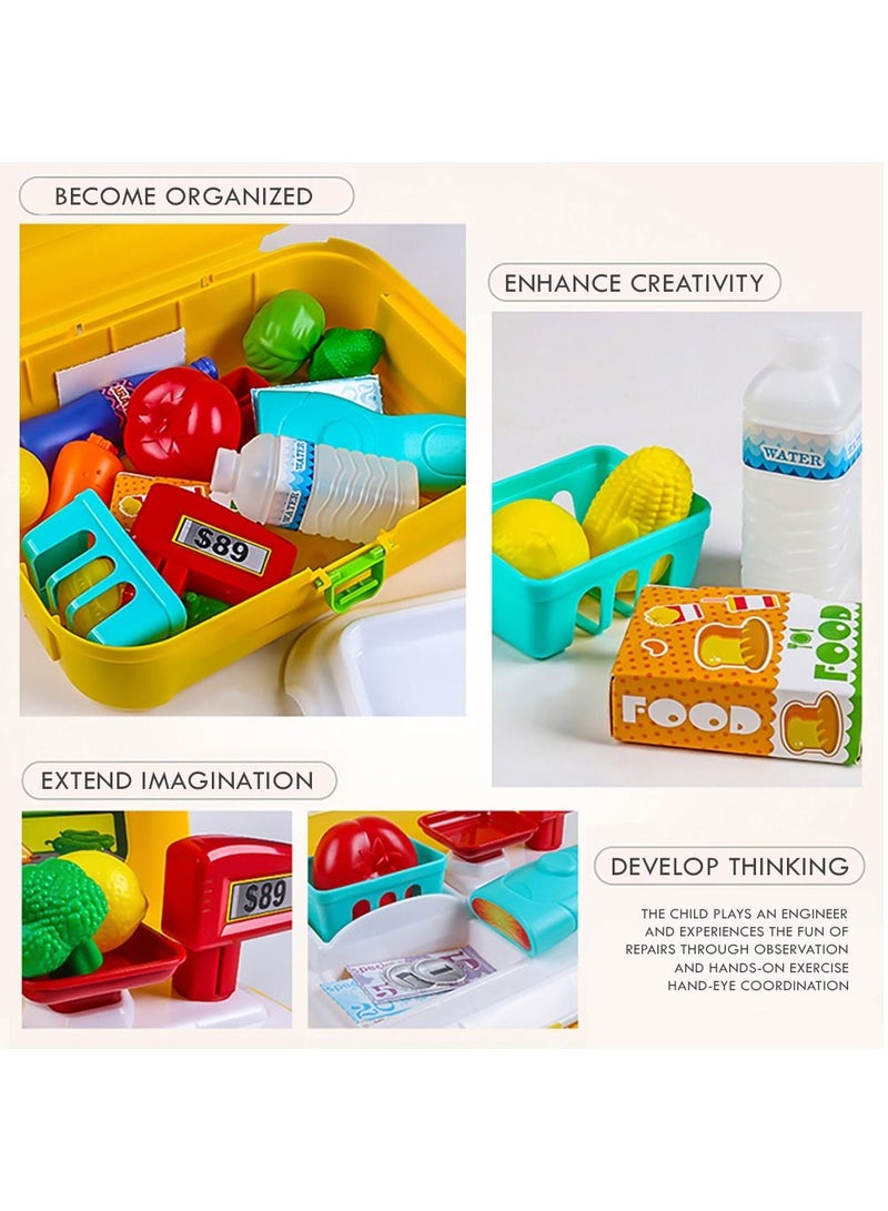 Little Story 21 Pieces Role Play Shopkeeper And Supermarket Set Box Backpack - Yellow - Image 5