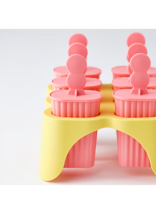 Generic Reusable Ice Lolly Maker Mold – Pink/Yellow – DIY Popsicle Tray with Sticks – BPA-Free Freezer Mould for Homemade Ice Cream, Juice, and Fruit Bars – Easy-Release Design  - Image 4