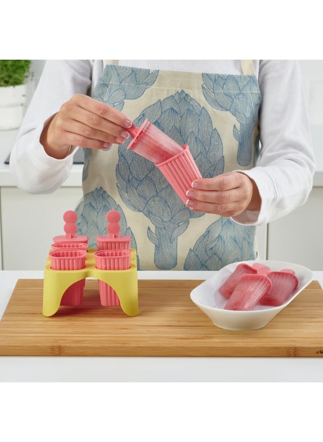 Generic Reusable Ice Lolly Maker Mold – Pink/Yellow – DIY Popsicle Tray with Sticks – BPA-Free Freezer Mould for Homemade Ice Cream, Juice, and Fruit Bars – Easy-Release Design  - Image 3