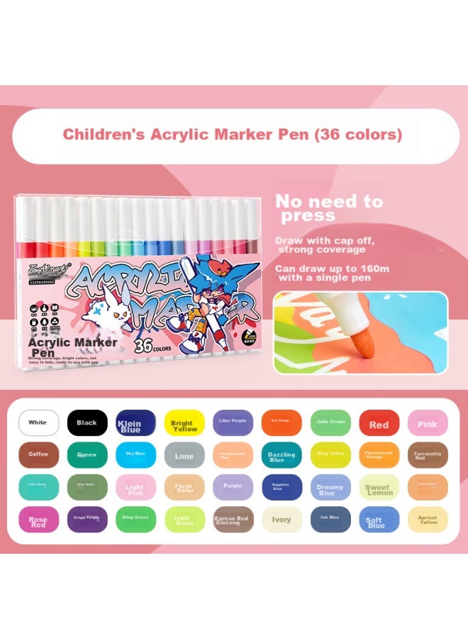 Touch Mark Touchmark Acrylic Markers, 36 Colors, Water-based Paint Pens, Watercolor Pens, No-press, Waterproof, Quick-drying, Graffiti, Diy Acrylic Paint, Drawing Pens, Student And Children's Gift - Image 3