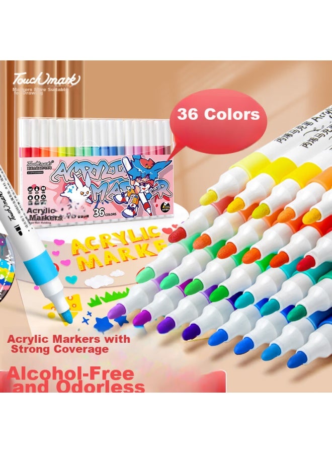 Touch Mark Touchmark Acrylic Markers, 36 Colors, Water-based Paint Pens, Watercolor Pens, No-press, Waterproof, Quick-drying, Graffiti, Diy Acrylic Paint, Drawing Pens, Student And Children's Gift - Image 1