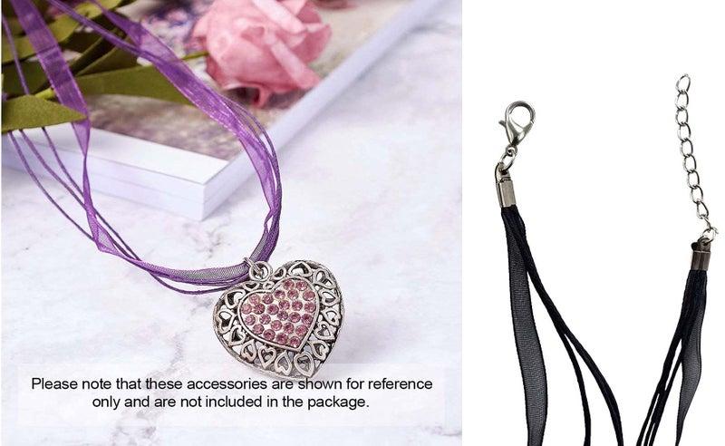 DIY Crafts 1 Pc, Black Color, Black Colorful Voile Organza Ribbon Waxed Cord String Necklace Strap with Lobster Clasp Extension Chain for DIY Jewelry Making Ch(1 Pc, Black Color) - Image 3