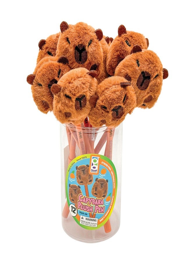 Geddes Raymond Geddes Capybara Plush Pens - Pack of 12 - Adorable Soft Capybara-Topped Pens with Black Ink - Image 2