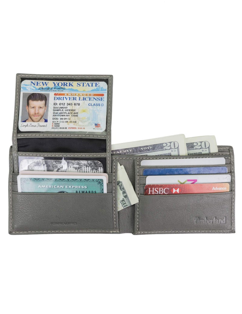 Timberland Men's RFID Blocking Wallet â€“ Genuine Leather Passcase with Removable ID Holder, 6 Card Slots, 2 Billfold Pockets, Slim Design, Charcoal, One Size - Image 4