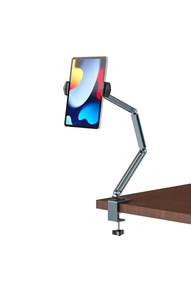 حامل تابلت مكتبي قابل للتعديل لأجهزة الكمبيوتر المكتبية والهواتف المحمولة والأجهزة اللوحية من 4 إلى 12.9 بوصة، ذراع من الألومنيوم.