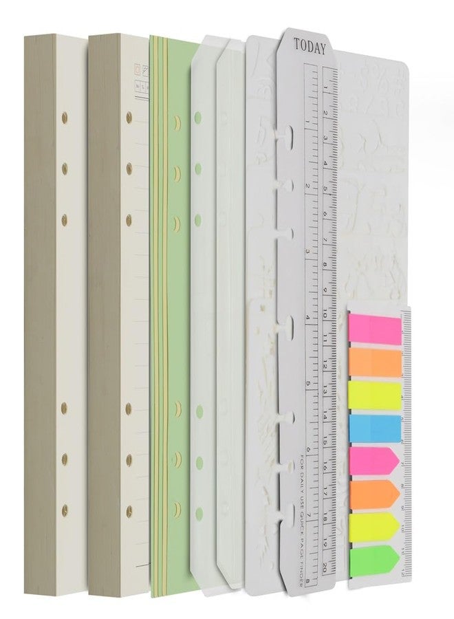 Wonderpool 160 Blank&160 Lined Pages Paper with 5 Binder Divider,2 Binder Pocket,160 Neon Page Marker,1 Bookmark,for Refillable 6 Ring Binder Journal Notebook Planner (A5) - Image 1