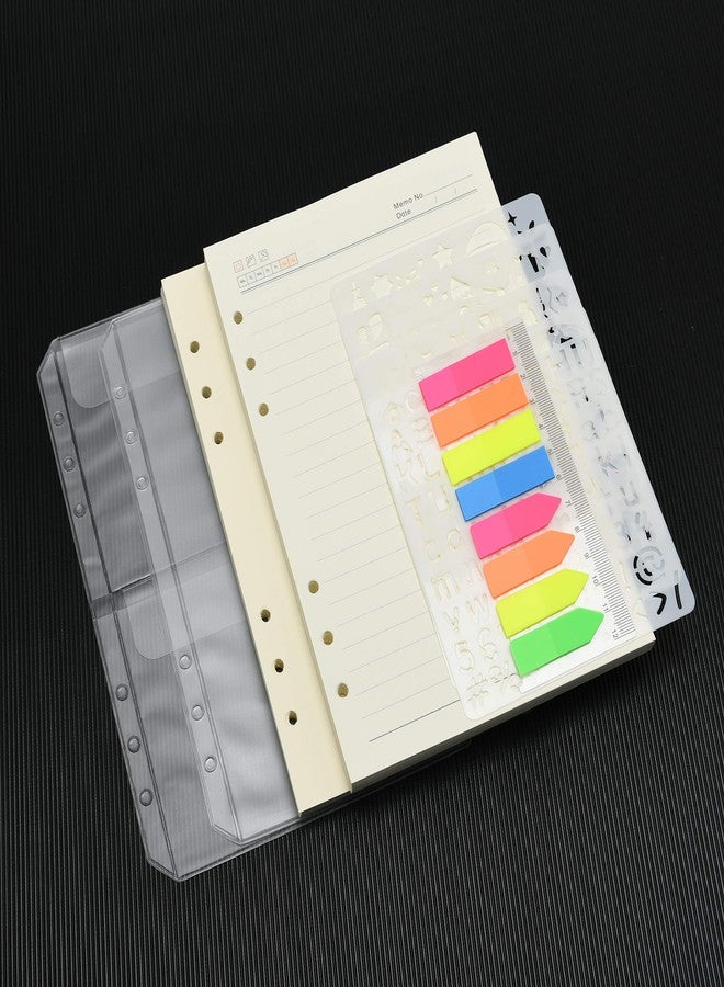 Wonderpool 160 Blank&160 Lined Pages Paper with 5 Binder Divider,2 Binder Pocket,160 Neon Page Marker,1 Bookmark,for Refillable 6 Ring Binder Journal Notebook Planner (A5) - Image 3
