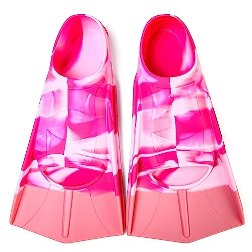 Fanwill Kids Swim Fins,Short Fins Swimming Flippers for Lap Swimming and Training for Child,Girls,Boys (Colorful-Pink, S(US Kids 1-3)) - Image 1