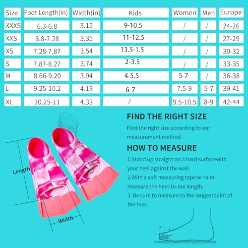 Fanwill Kids Swim Fins,Short Fins Swimming Flippers for Lap Swimming and Training for Child,Girls,Boys (Colorful-Pink, S(US Kids 1-3)) - Image 4
