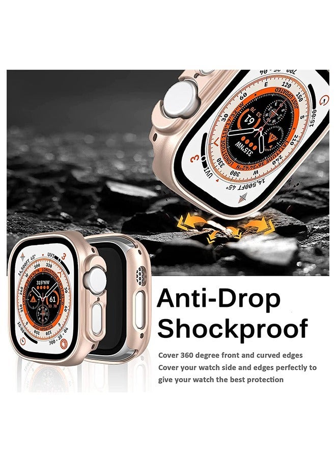 Apple Watch Ultra 49mm Case, Ultra-Thin Lightweight Electroplating Hard PC Frame Cover Frosted Texture Half Pack Protective Case (Rose Gold) - Image 4