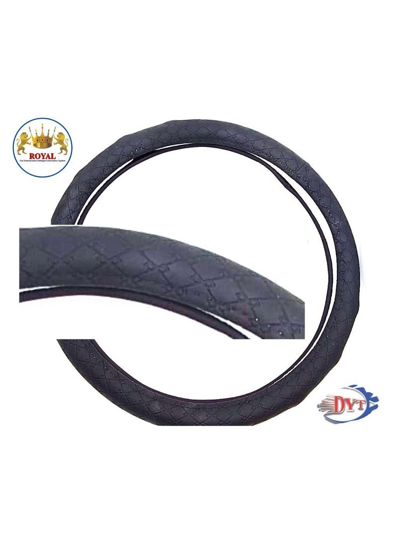 Royal Luxury Steering Wheel Cover 15"Inch (DYT-HE 3133, BLK) Black Color - Image 4