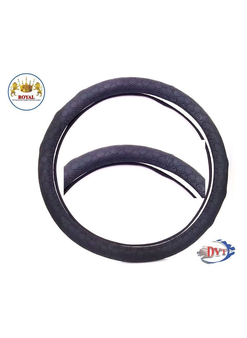 Royal Luxury Steering Wheel Cover 15"Inch (DYT-HE 3133, BLK) Black Color - Image 1